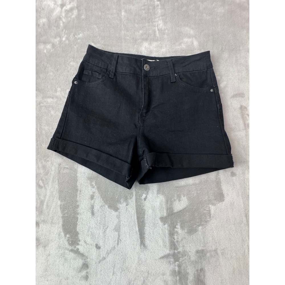 Wax Jean Butt I Love You Black Denim Cuffed Shorts Style 90232 Size M